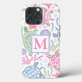 Coques Case-Mate iPhone Aquarelle Tortues marines Monogramme océanique (Verso)