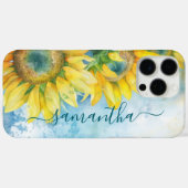 Coques Case-Mate iPhone Aquarelle Tournesol foncé Turquoise Signature fill (Verso (horizontal))