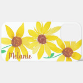 Coques Case-Mate iPhone Aquarelle tournesol jaune Floral Monogramme (Retour (horizontal))