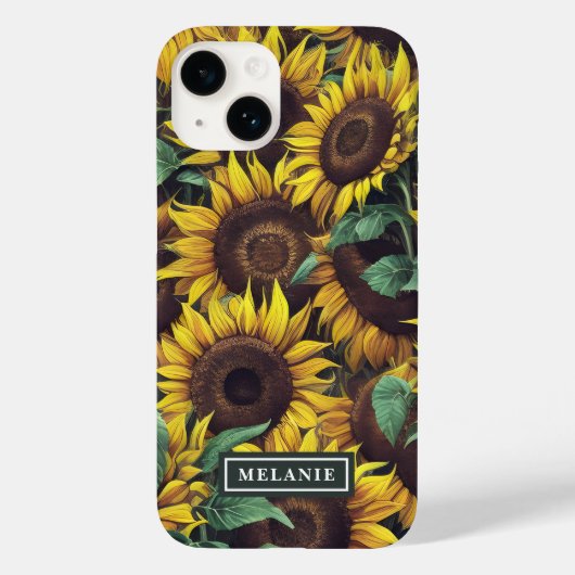 Coques Case-Mate iPhone Aquarelle tournesols Nom personnalisé Modèle (Verso)
