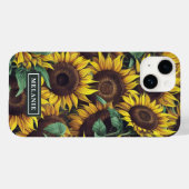 Coques Case-Mate iPhone Aquarelle tournesols Nom personnalisé Modèle (Verso (horizontal))