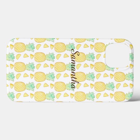 Coques Case-Mate iPhone Aquarelle tropicale ananas (Verso (horizontal))