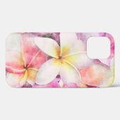 Coques Case-Mate iPhone Aquarelle tropicale de la plumeria d'Hawaï (Verso (horizontal))
