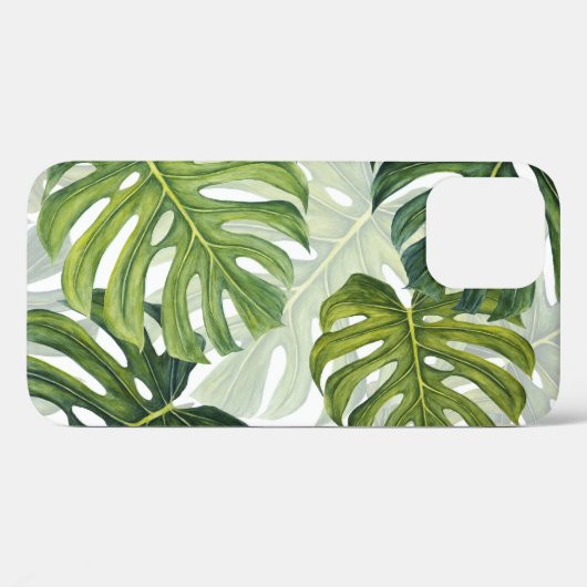 Coques Case-Mate iPhone Aquarelle tropicale de Monstera verte (Verso (horizontal))