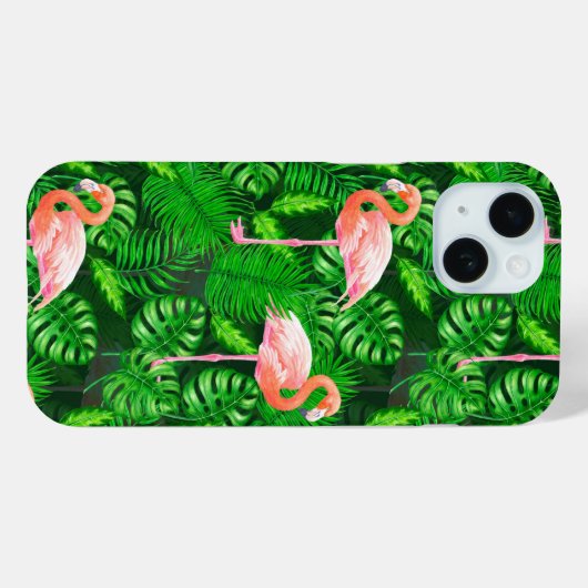 Coques Case-Mate iPhone Aquarelle tropicale Flamant rose (Verso (horizontal))