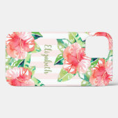 Coques Case-Mate iPhone Aquarelle tropicale fleurs florales (Verso (horizontal))