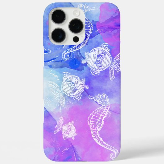 Coques Case-Mate iPhone Aquarelle tropicale Hippocampes Poissons Vie marin (Verso)