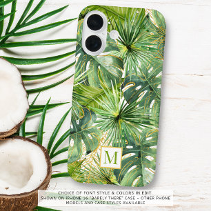 Coques iPhone 16 Aquarelle tropicale Palm Monogramme botanique