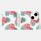 Coques Case-Mate iPhone Aquarelle tropicale rose (Verso (horizontal))