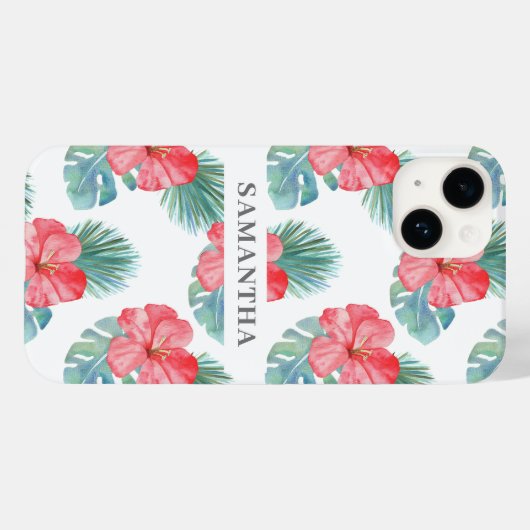 Coques Case-Mate iPhone Aquarelle tropicale rose (Verso (horizontal))