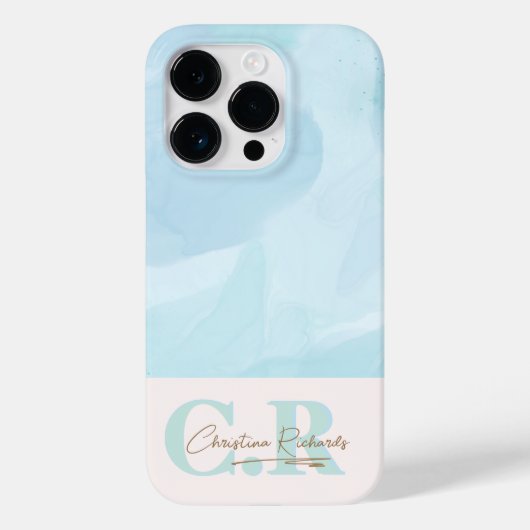 Coques Case-Mate iPhone Aquarelle Turquoise bleu moderne (Verso)