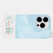 Coques Case-Mate iPhone Aquarelle Turquoise bleu moderne (Verso (horizontal))