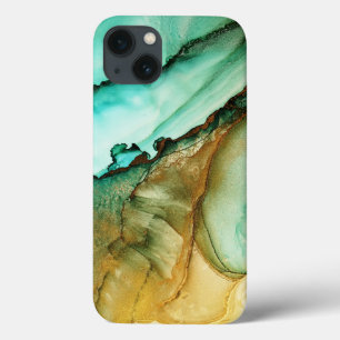 Case-Mate iPhone Case Aquarelle Turquoise Gold Parties scintillant iPhon