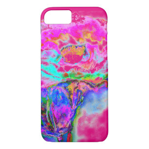 Coque iPhone 8/7 aquarelle turquoise rose Abstraite