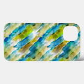 Coques Case-Mate iPhone Aquarelle vert abstrait, bleu (Verso (horizontal))