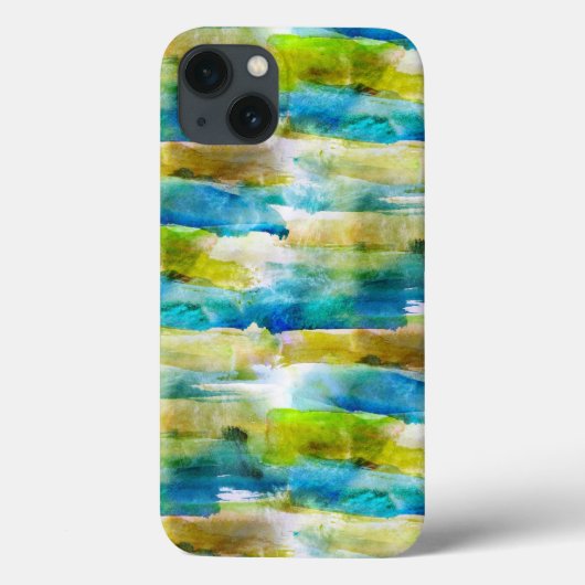 Coques Case-Mate iPhone Aquarelle vert abstrait, bleu (Verso)