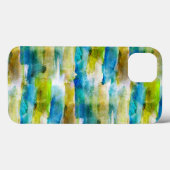 Coques Case-Mate iPhone Aquarelle vert abstrait, bleu (Verso (horizontal))