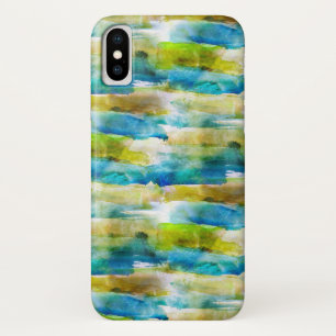 Etui iPhone Case-Mate Aquarelle vert abstrait, bleu