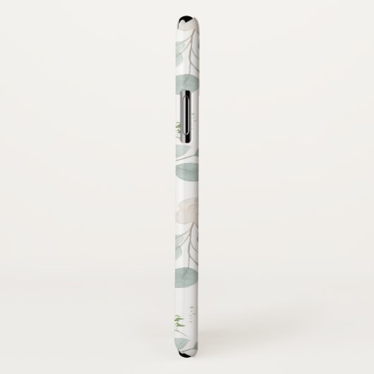 Coques Case-Mate iPhone Aquarelle vert et fleurs blanches Motif (Dos/Droite)