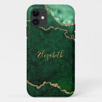 Aquarelle Vert Marbre Or Géode Agate