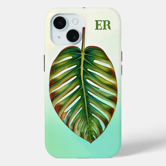 Coques Case-Mate iPhone Aquarelle Vert Turquoise Rouge Tropical Feuille Mo (Verso)