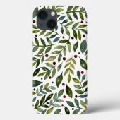 Coques Case-Mate iPhone Aquarelle verte branches saisonnières et baies (Verso)