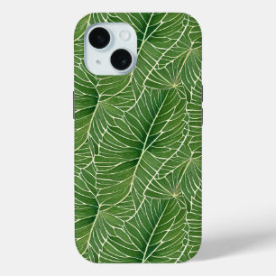Coque Pour iPhone 15 Aquarelle verte Feuille  Motif