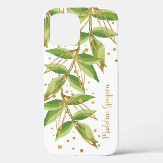 Coques Case-Mate iPhone Aquarelle verte personnalisée (Verso)