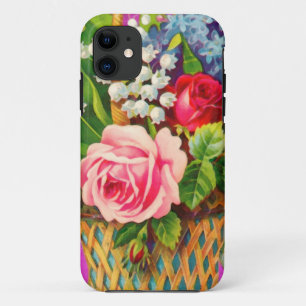 Coques Pour iPhone Aquarelle vintage de panier floral