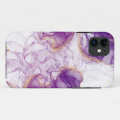 Coques Case-Mate iPhone Aquarelle violet Arrière - plan avec des feuilles (Dos (Horizontal))