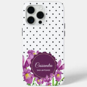 Coques Case-Mate iPhone Aquarelle violet Iris noir blanc Pois (Verso)