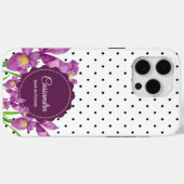 Coques Case-Mate iPhone Aquarelle violet Iris noir blanc Pois (Verso (horizontal))