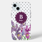Coques Case-Mate iPhone Aquarelle violet Iris noir blanc Pois (Verso)