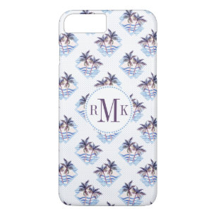 Coques Pour iPhone Aquarelle violet Motif de palmier géométrique