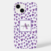 Coques Case-Mate iPhone Aquarelle violette Amour Coeur Monogramme (Verso)
