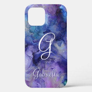 Case-Mate iPhone Case Aquarelle violette et bleu Galaxie Nom initial
