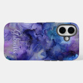 Coques Case-Mate iPhone Aquarelle violette et bleu Galaxy (Verso (horizontal))