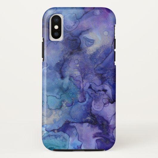 Coques Case-Mate iPhone Aquarelle violette et bleue (Dos)