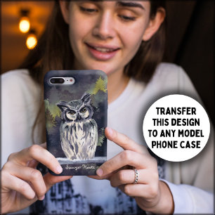 Case-Mate iPhone Case Aquarelle violette Forêt Chouette neigeuse Nom per