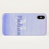 Coques Case-Mate iPhone Aquarelle violette Lavande Nom initial (Dos (Horizontal))