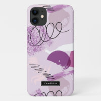 Aquarelle violette Motif Abstrait Monogramme