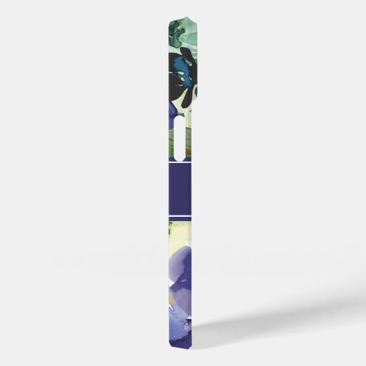 Coques Case-Mate iPhone Aquarelle violette Nom floral Monogramme (Verso / Droite)