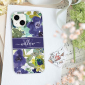 Coques Case-Mate iPhone Aquarelle violette Nom floral Monogramme