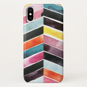 Coque iPhone X Aquarelle vive Chevron I