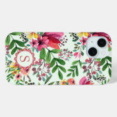 Coques Case-Mate iPhone Aquarelle vive Floral Joli Monogramme (Verso (horizontal))