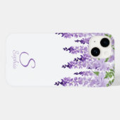 Coques Case-Mate iPhone Aquarelle Wisteria Nom personnalisé Monogramme (Verso (horizontal))