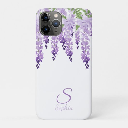 Coques Case-Mate iPhone Aquarelle Wisteria Nom personnalisé Monogramme (Dos)