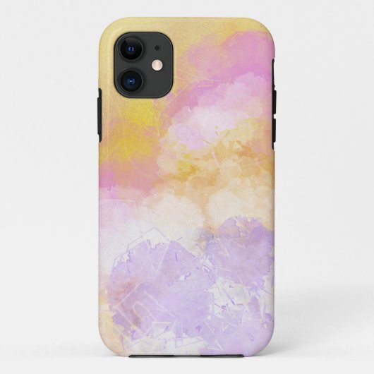 Coques Case-Mate iPhone Aquarelles abstraites - arrière - plan orange (Dos)