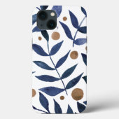 Coques Case-Mate iPhone Aquarelles et baies - indigo et beige (Verso)