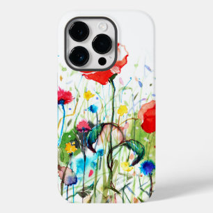 Coque Pour iPhone 14 Pro Aquarelles modernes Red Poppy's & Spring Flowers